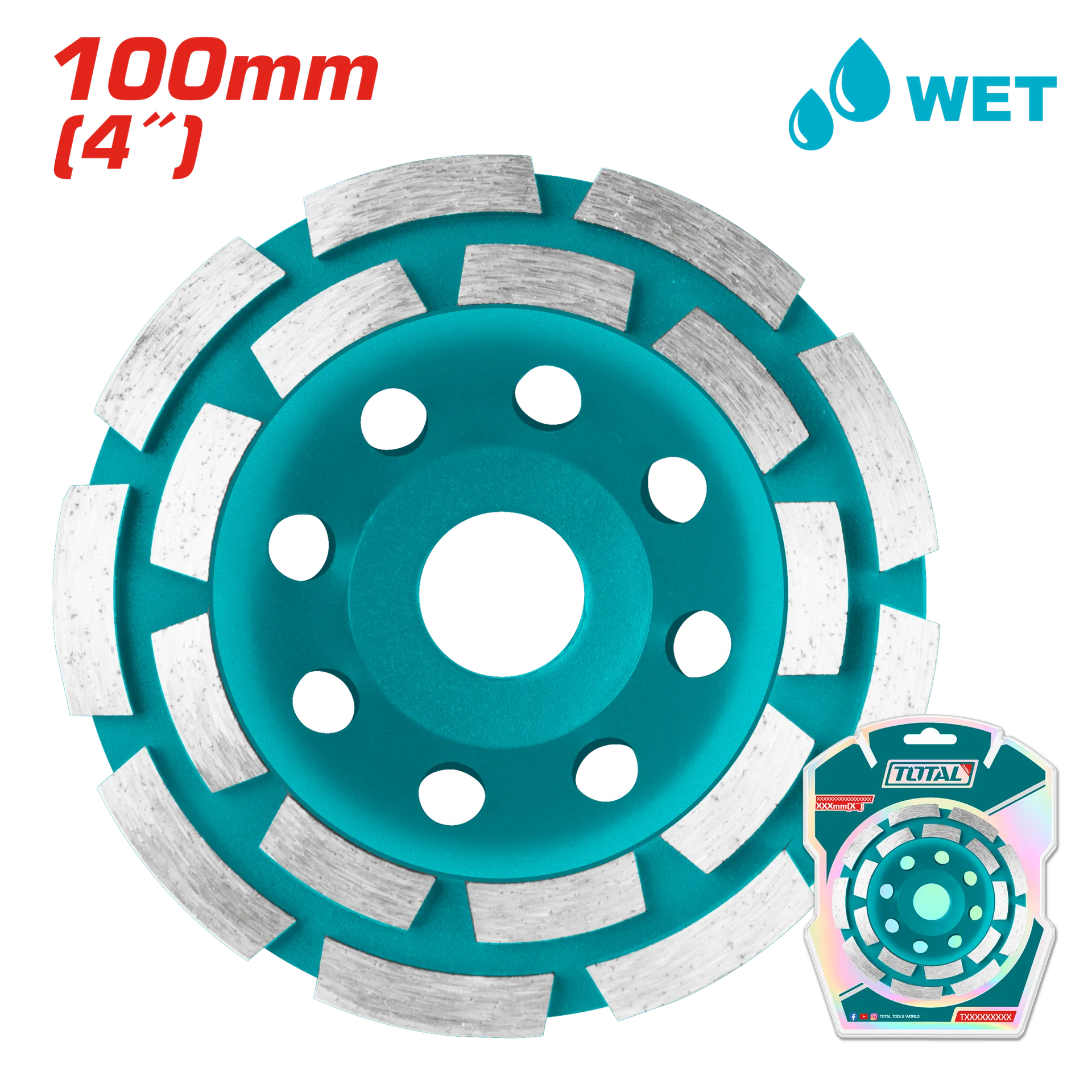 ДИЈАМАНТСКИ ДИСК ЗА БРУСЕЊЕ БЕТОН 100mm 16T TOTAL TAC2421001