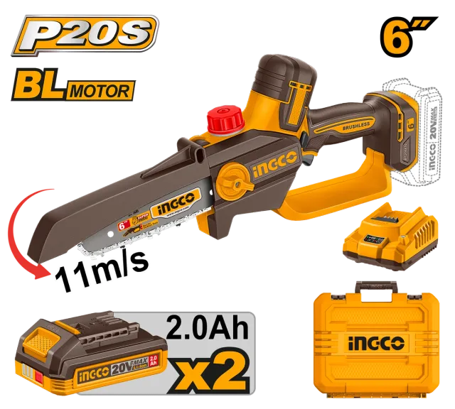 МОТОРНА ПИЛА ЗА ГРАНКИ 2×2.0Ah 6″ INGCO CGSLI20662