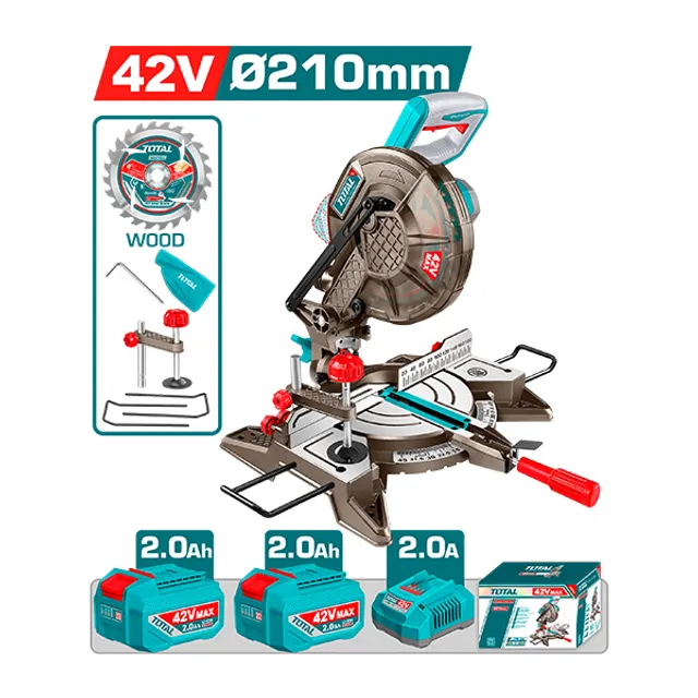 Sherr rrethor i prerjes me kënde me bateri 42V Ø210mm (2×2.0Ah) TOTAL TMSLI422182