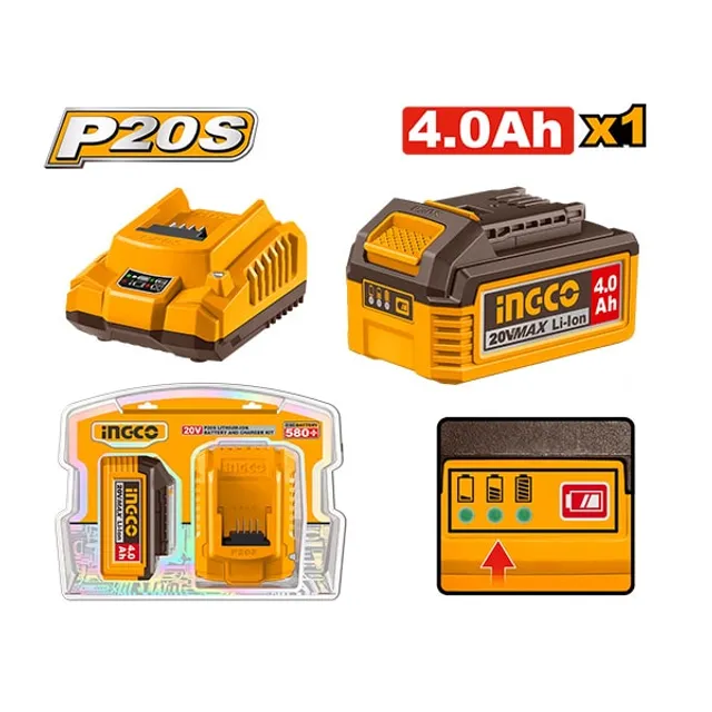 БАТЕРИЈА INGCO 20v 4.0Ah + ПОЛНАЧ TFBCPK1012
