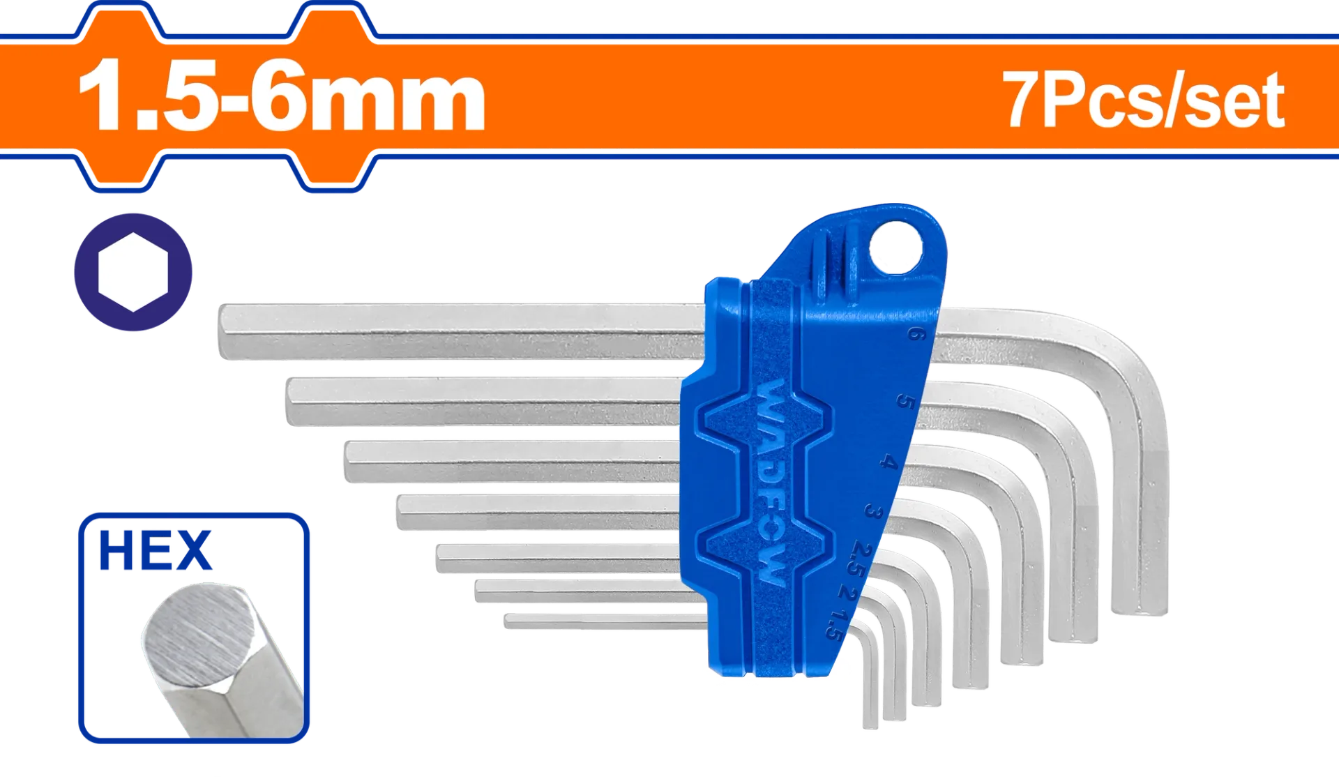 Komplet prej 7 çelësash imbus 1.5-6mm WADFOW WHK1671