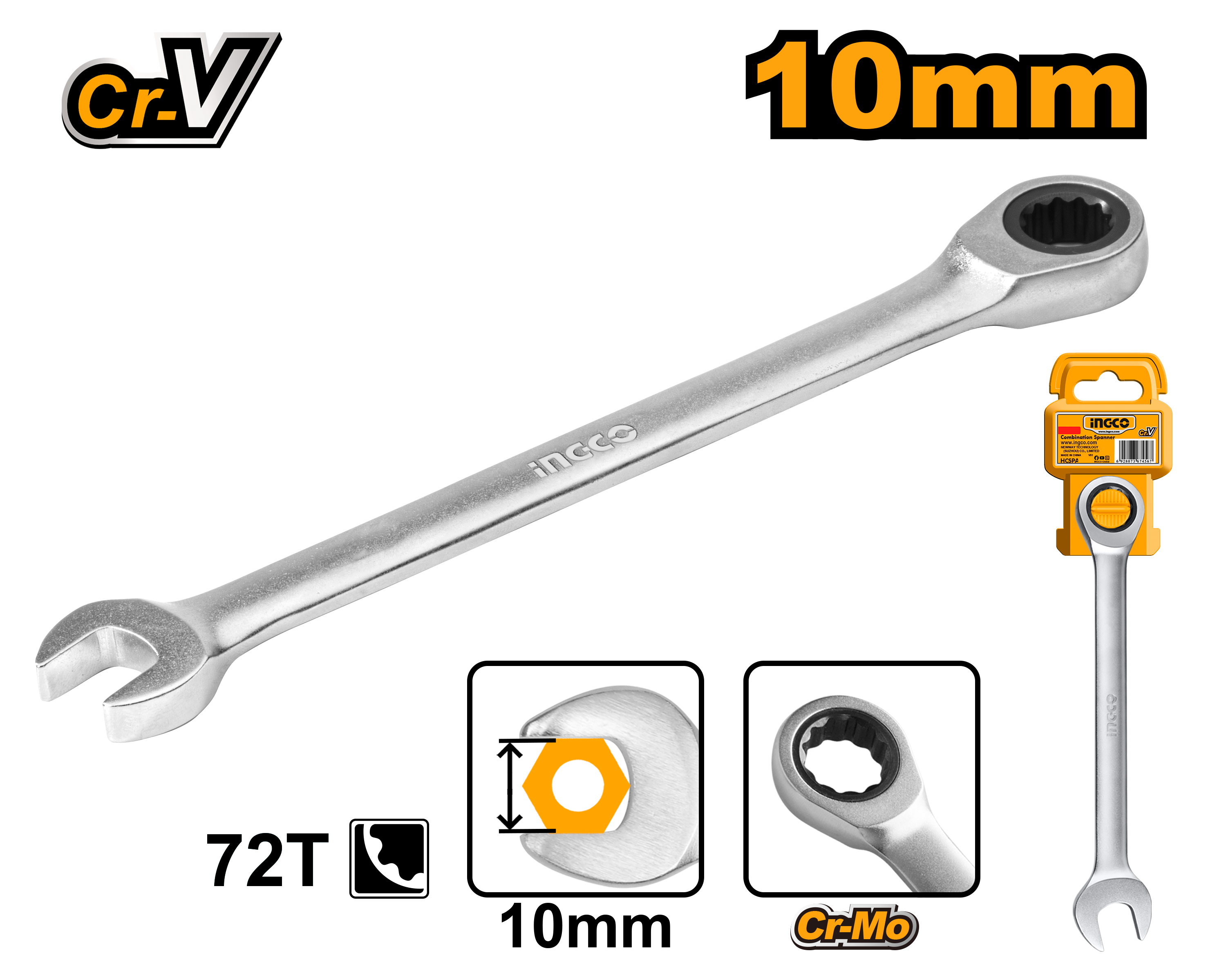 Çelës rrotullues 10mm O-C INGCO HCSPAR101