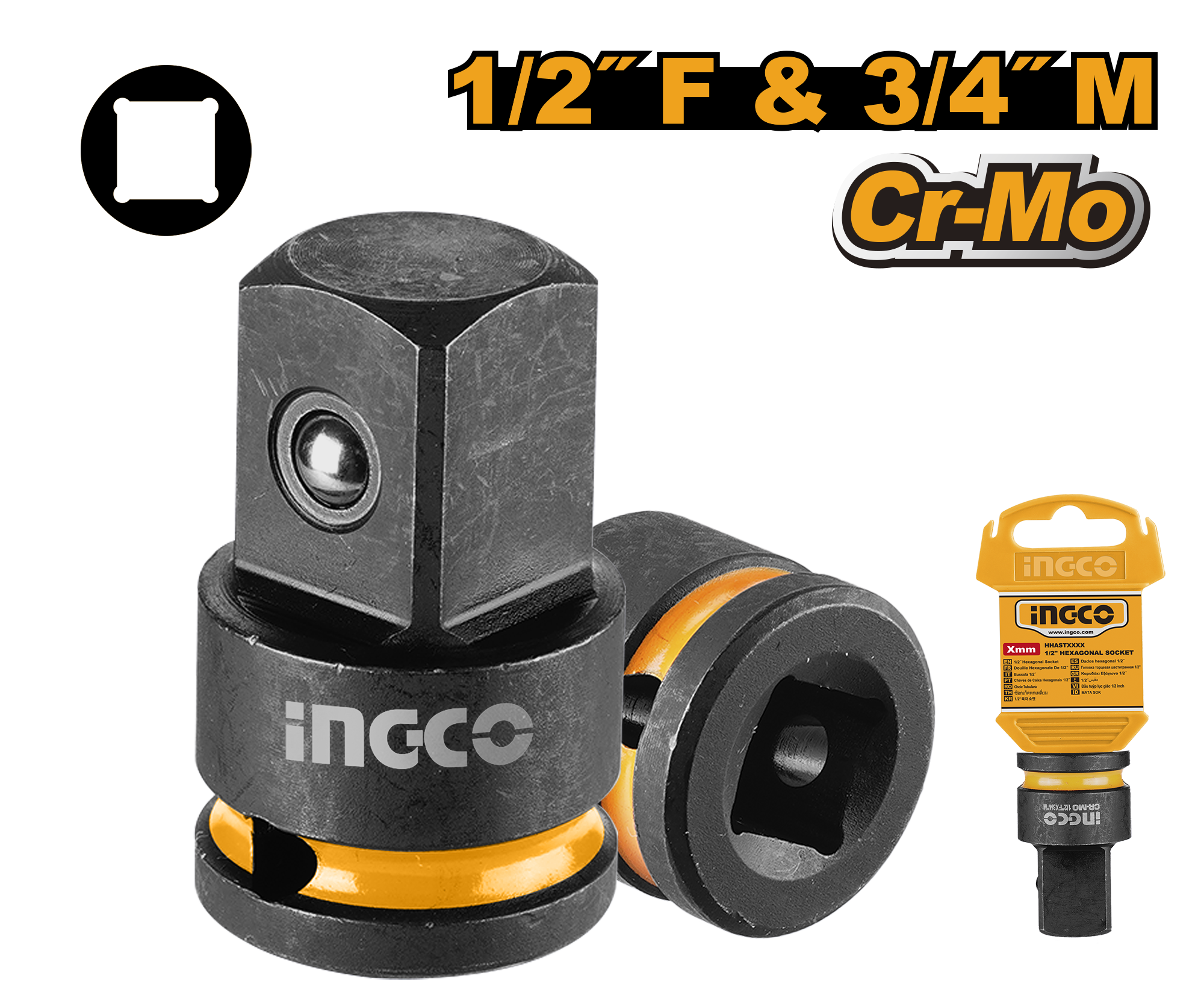 Adapter për përpunues 1/2" femër 3/4" mashkull INGCO HIAD1234