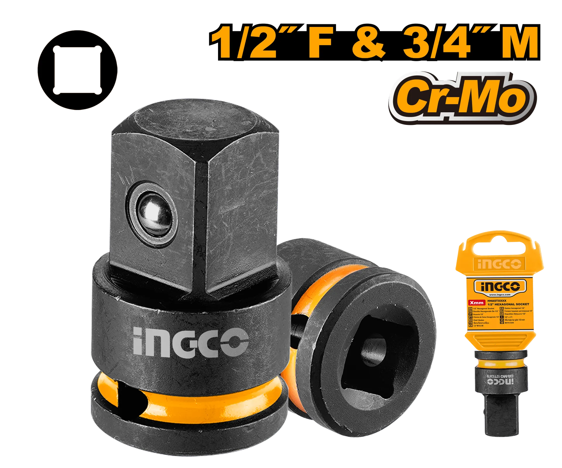 Adapter për përpunues 1/2" femër 3/4" mashkull INGCO HIAD1234