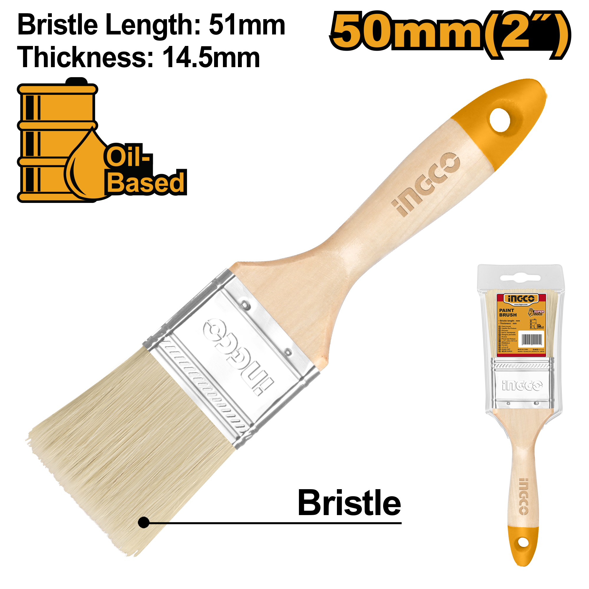 Furçë për ngjyrë dorezë druri INGCO 2″ 51mm CHPTB0102