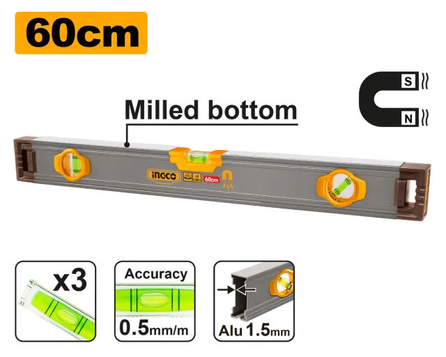 Ujmëtar peshore libela me magnet 60CM INGCO HSL38060M