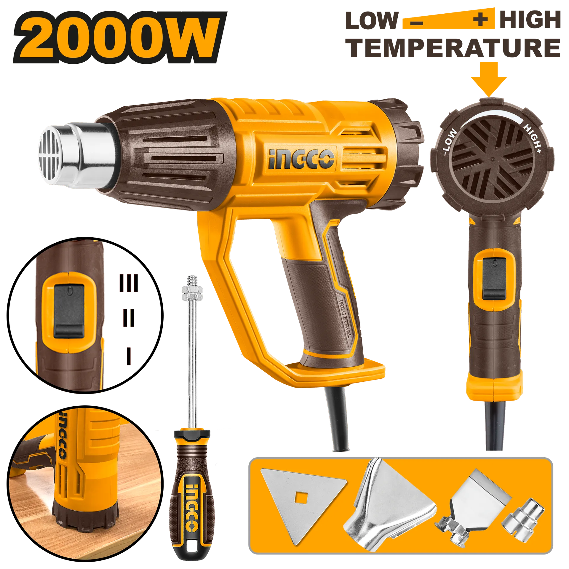 ИНДУСТРИСКИ ФЕН 2000W INGCO HG200047