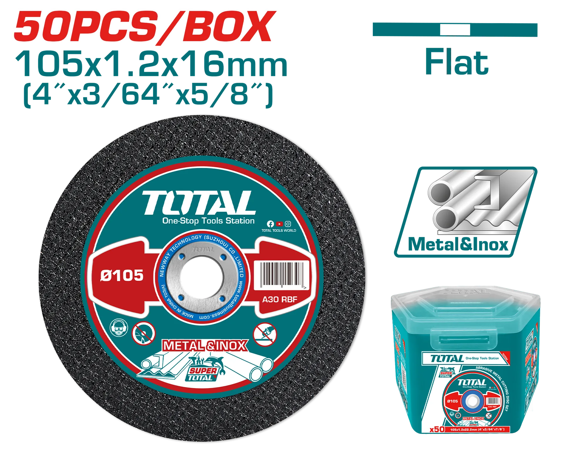 БРУСЕН КАМЕН СЕТ 50/1 105×1.2x16mm МЕТАЛ И ИНОКС TOTAL TAC22110550