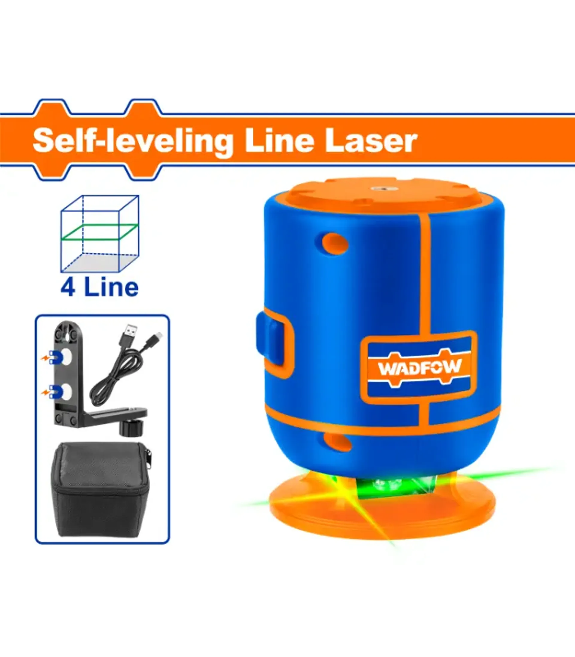Nivelator lazer me 4 linja deri 30m WAD (raz i gjelbër WADFOW)