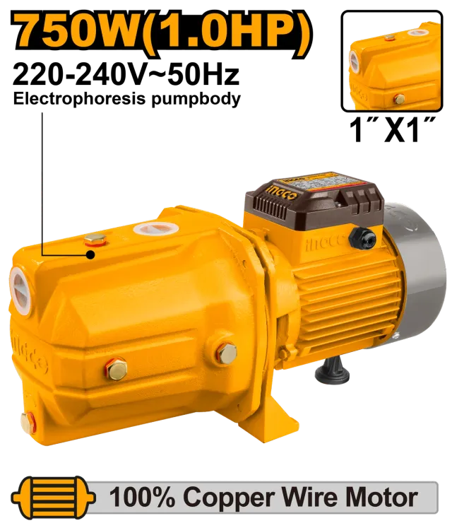 Вакуум пумпа за вода INGCO 0.75KW 1″ JP07508
