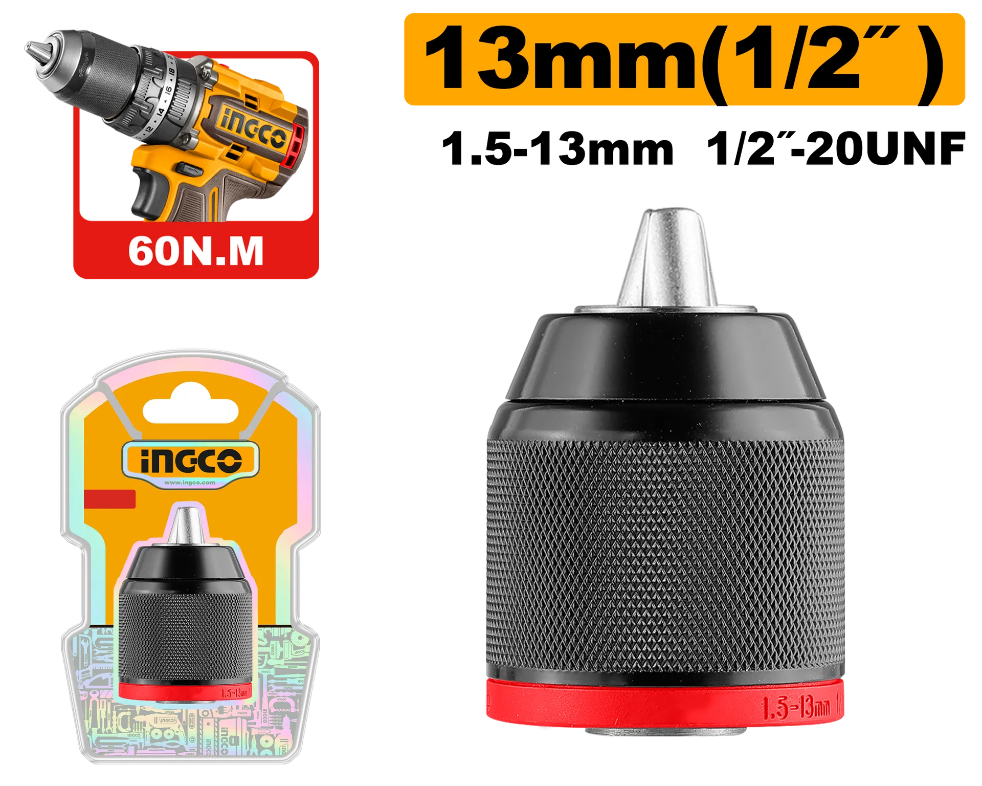 ФУТЕР ЗА БОРМАШИНА МЕТАЛЕН 13mm ДО 60Nm INGCO KC13201