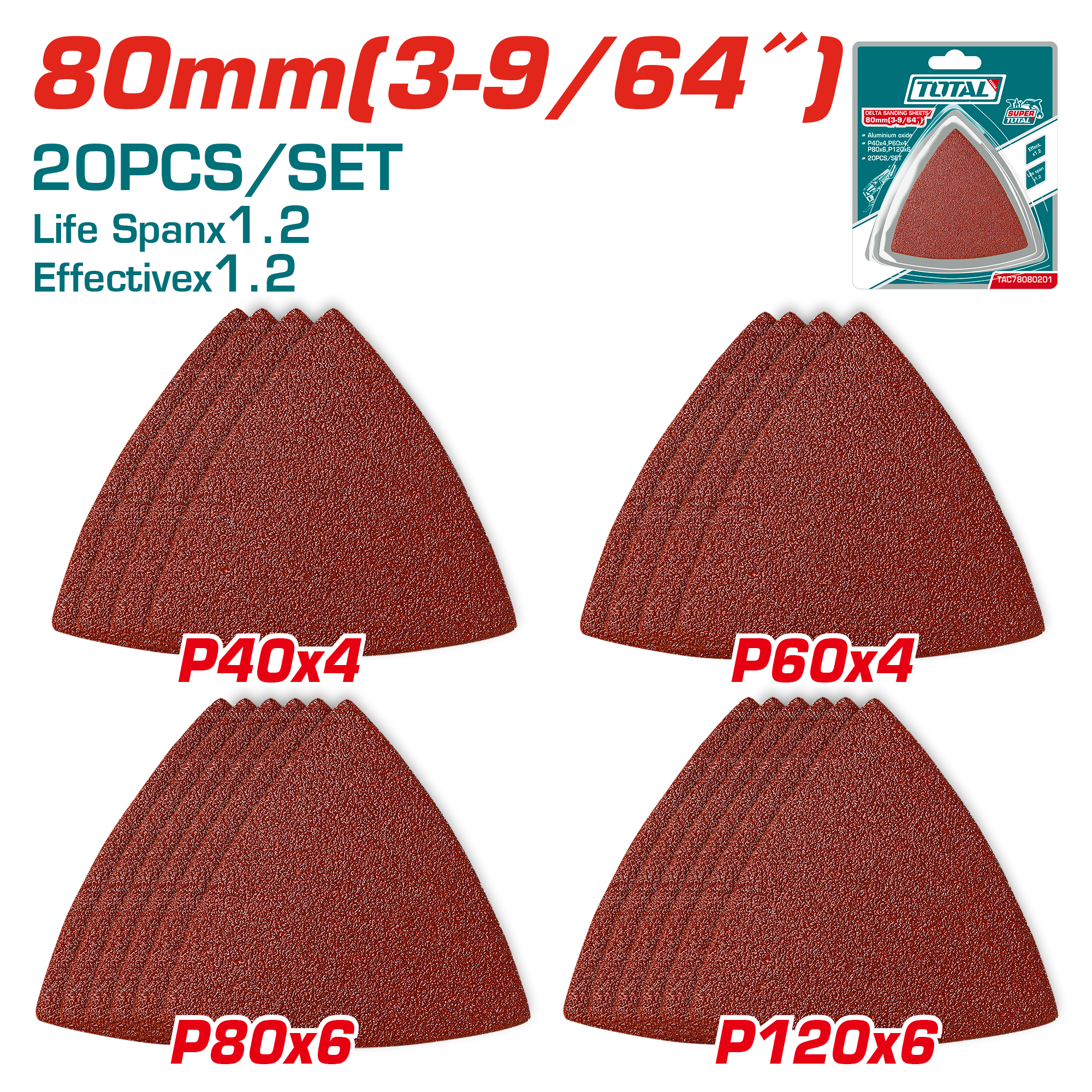 Set 20/1 letra abrazive 80mm trekendesh TOTAL TAC78080201