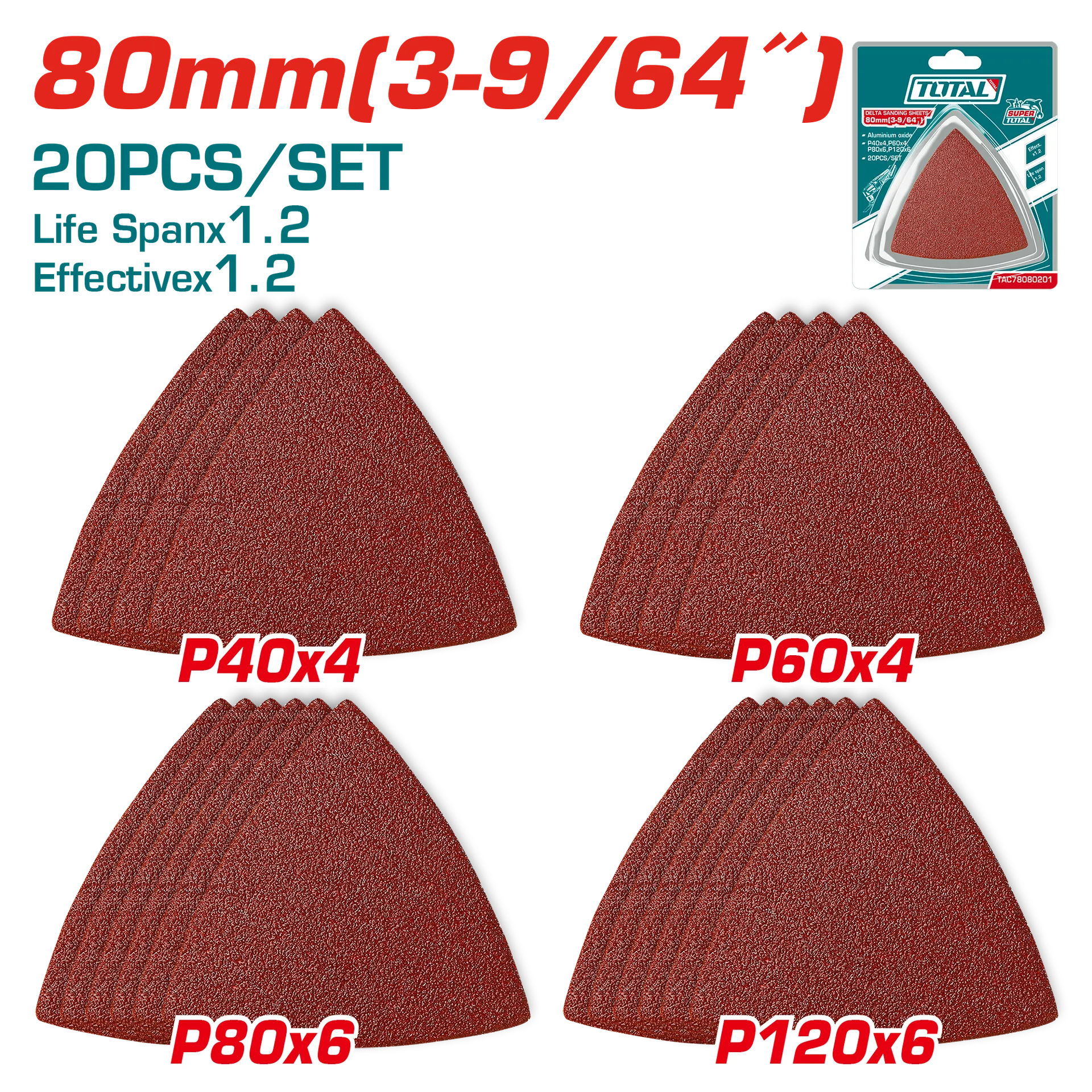 Set 20/1 letra abrazive 80mm trekendesh TOTAL TAC78080201