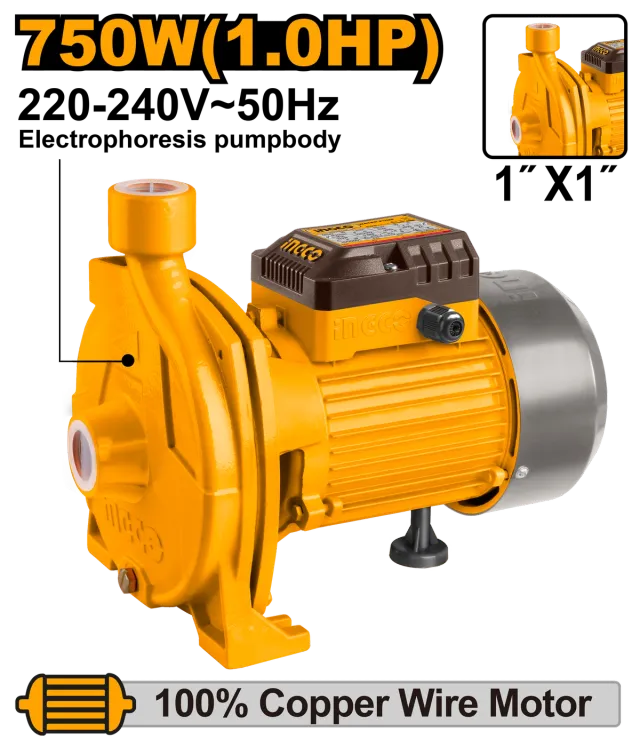 ЦЕНТРИФУГАЛНА ПУМПА INGCO 750W 1″ CPM7508