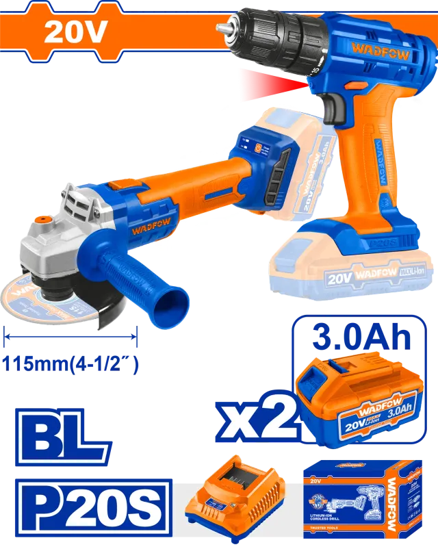 COMBO СЕТ 2/1 20V ШТРАФИЛИЦА + БРУСАЛКА WADFOW WCK20512