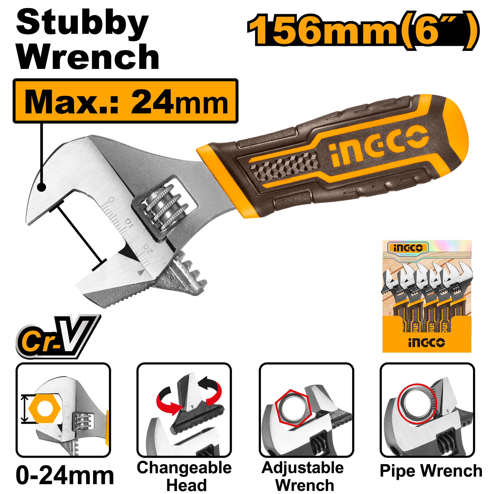 Çelës francez INGCO 2/1 156mm – HADWS088