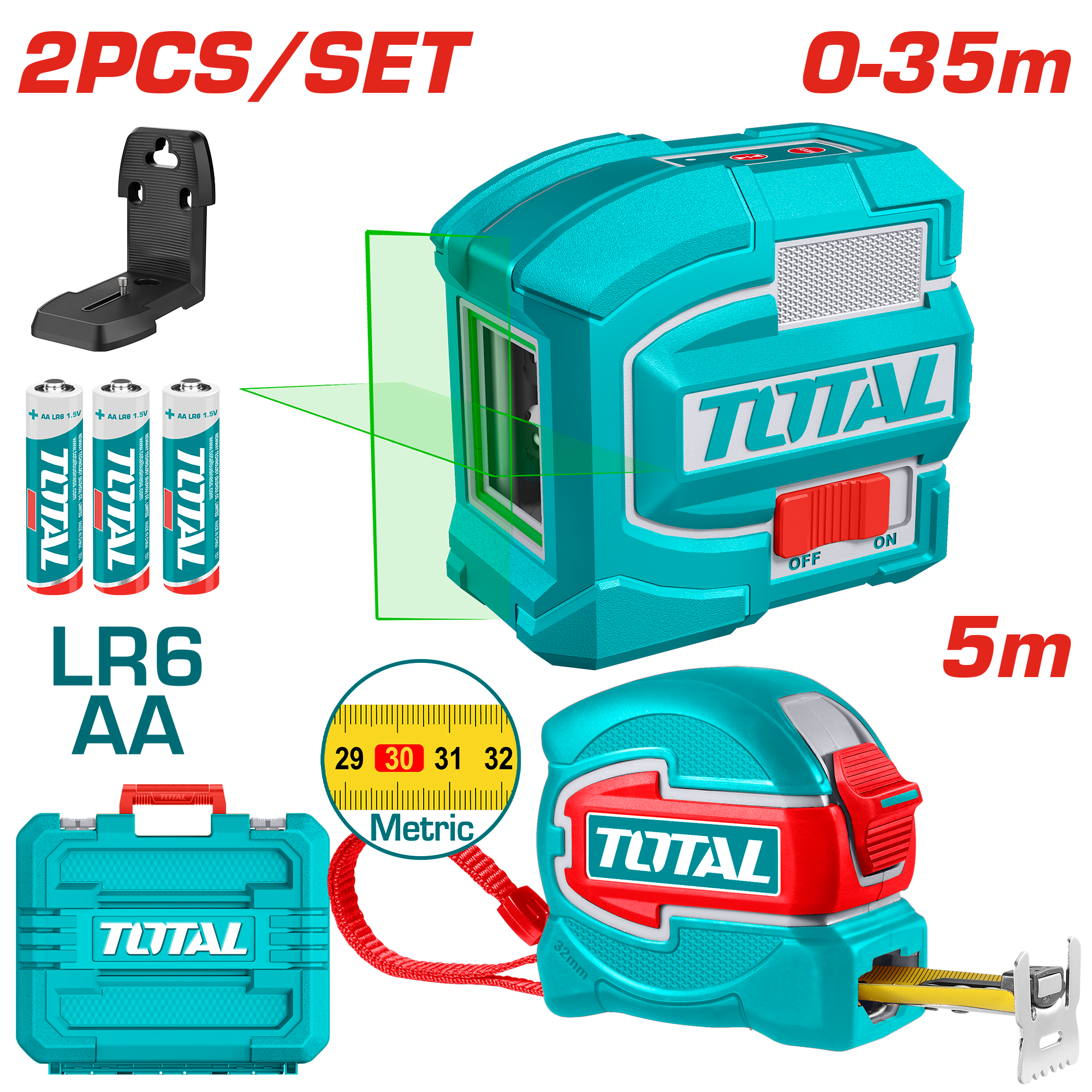 Lazer niveluesi 0-35M+metro 5M ne kufer TOTAL TLL680081-1