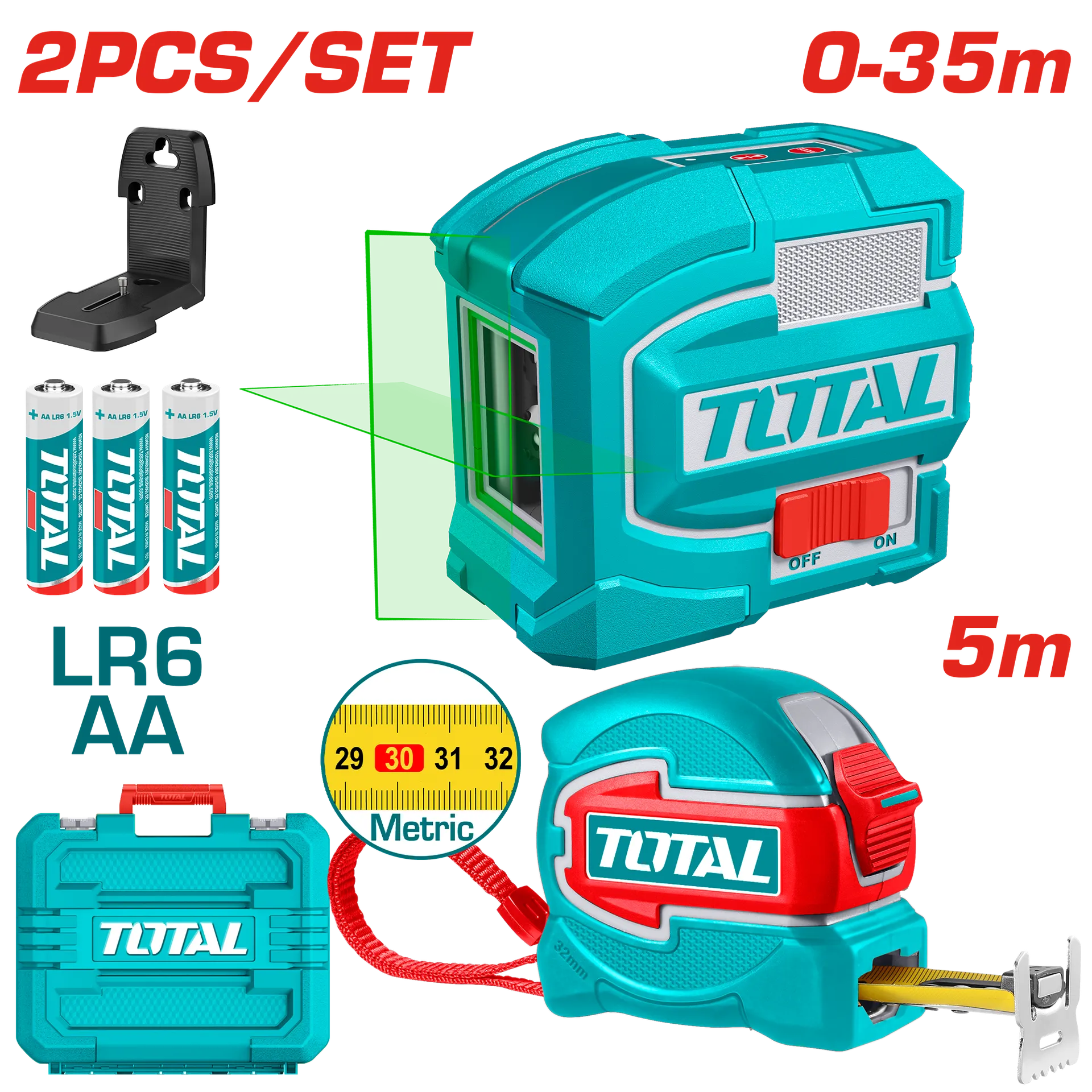Lazer niveluesi 0-35M+metro 5M ne kufer TOTAL TLL680081-1