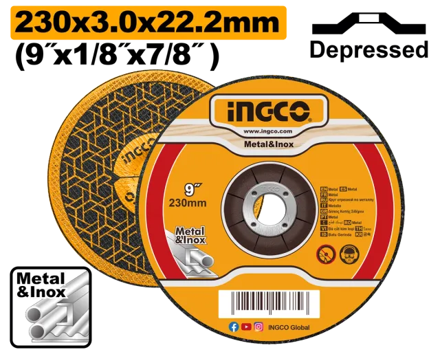 БРУСЕН КАМЕН ЗА МЕТАЛ 230×3.0x22.2mm ВДЛАБНАТ INGCO MCD302301HA