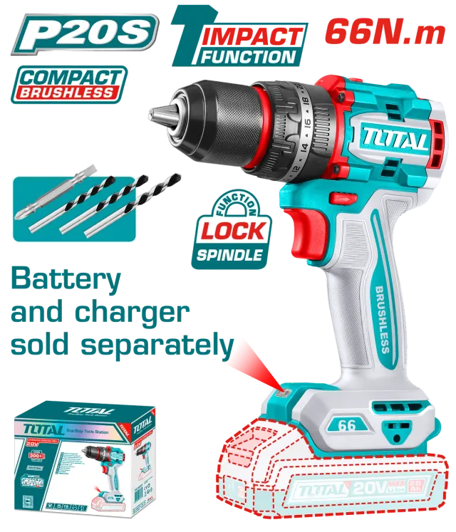 ШТРАФИЛИЦА 66Nm 20V СОЛО БЕЗ БАТЕРИИ TOTAL TIDLI206681