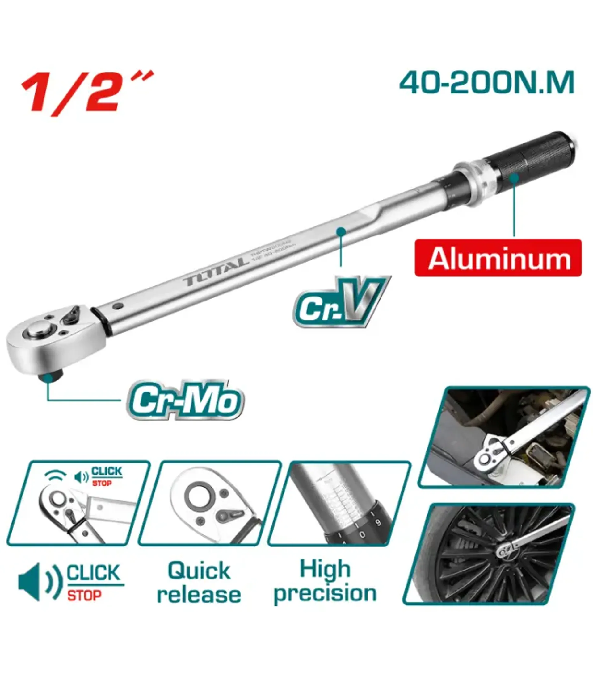 Çelës rrathe 1/2″ i gjatë profesional TOTAL THPTV200N2