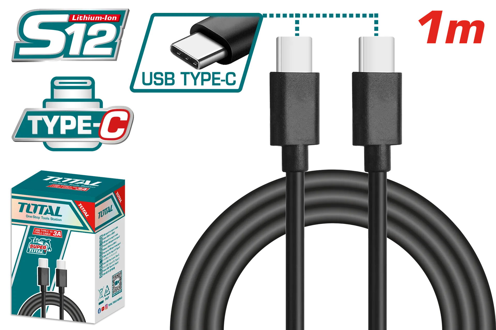 КАБЕЛ USB-C 1m TOTAL TIUCC02