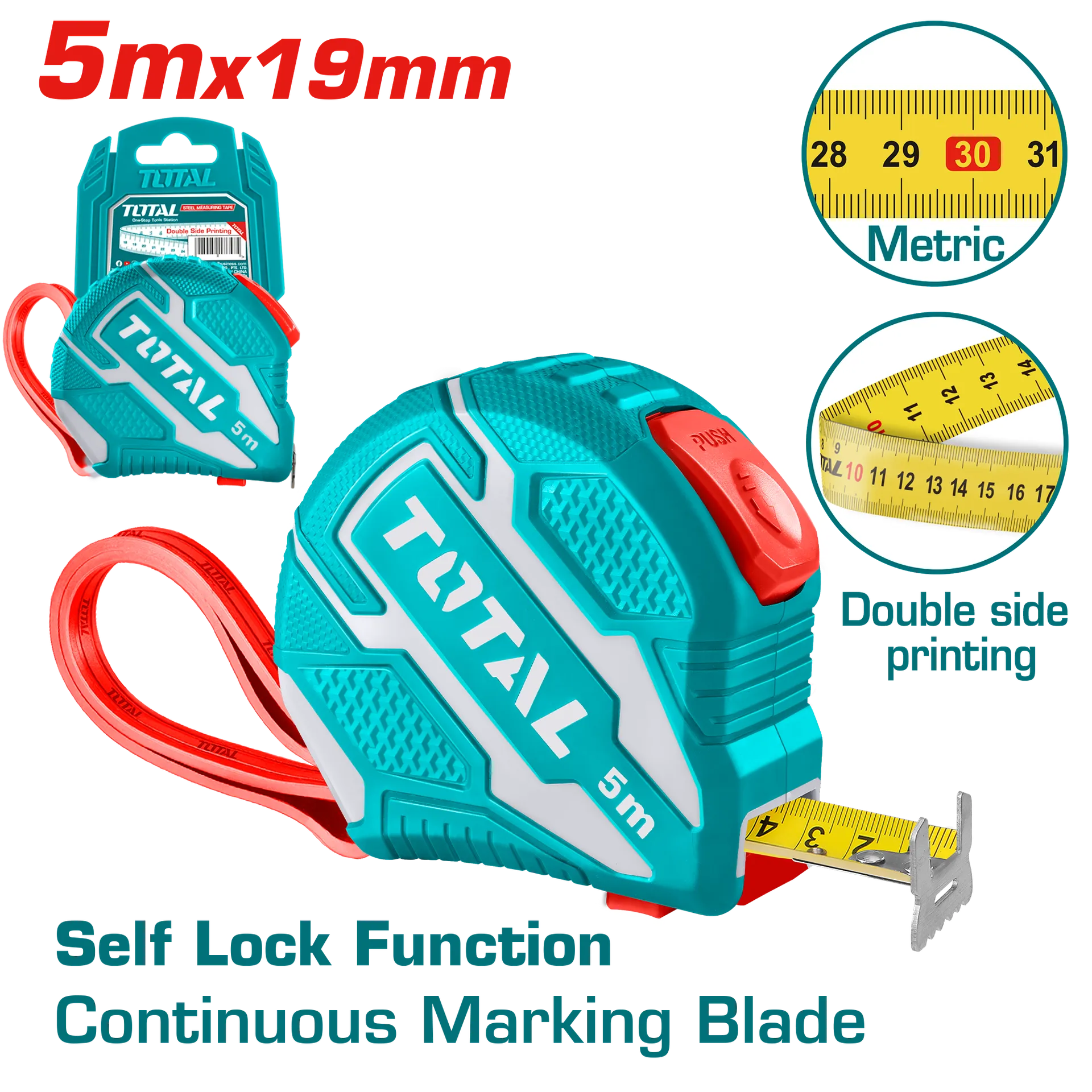 Metër 5Mx19mm gomë TOTAL TMT126251M