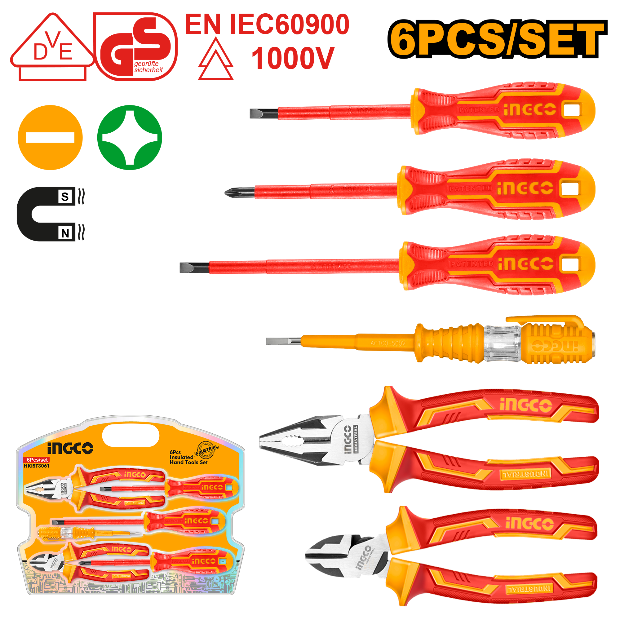 Sete patosë elektricieni 6/1 INGCO HKIST3061