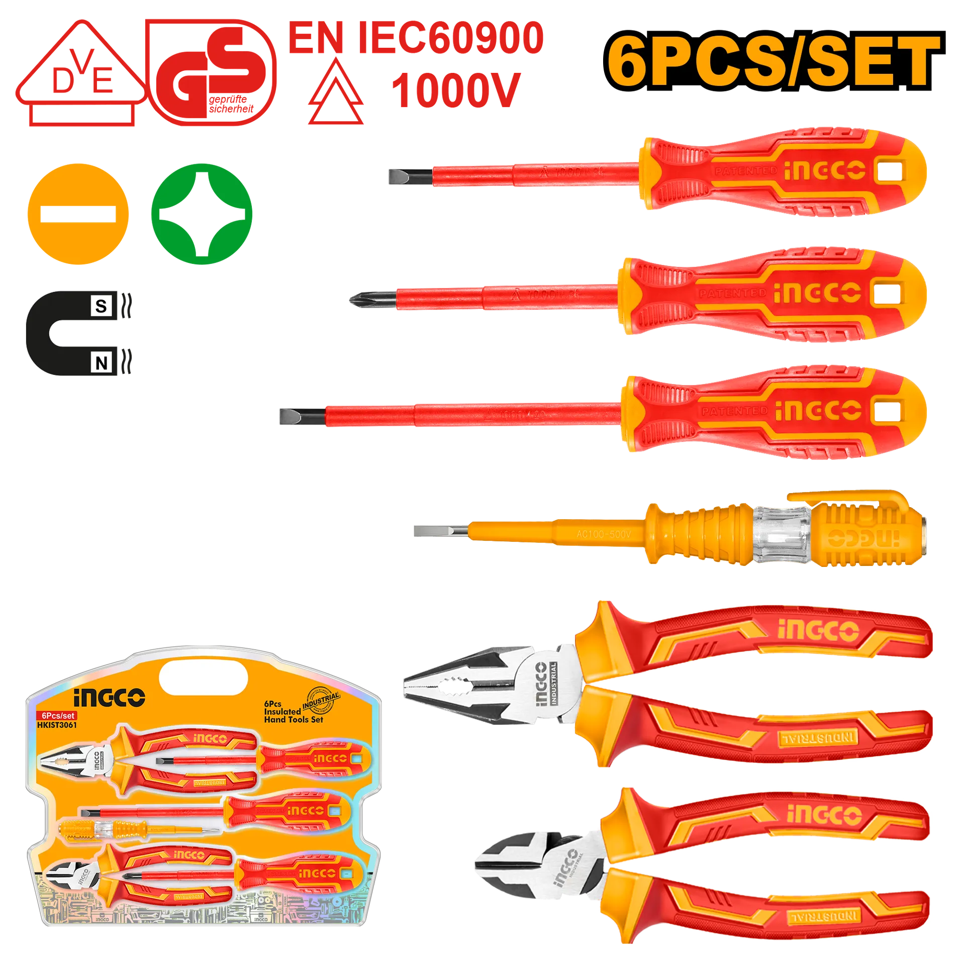 Sete patosë elektricieni 6/1 INGCO HKIST3061