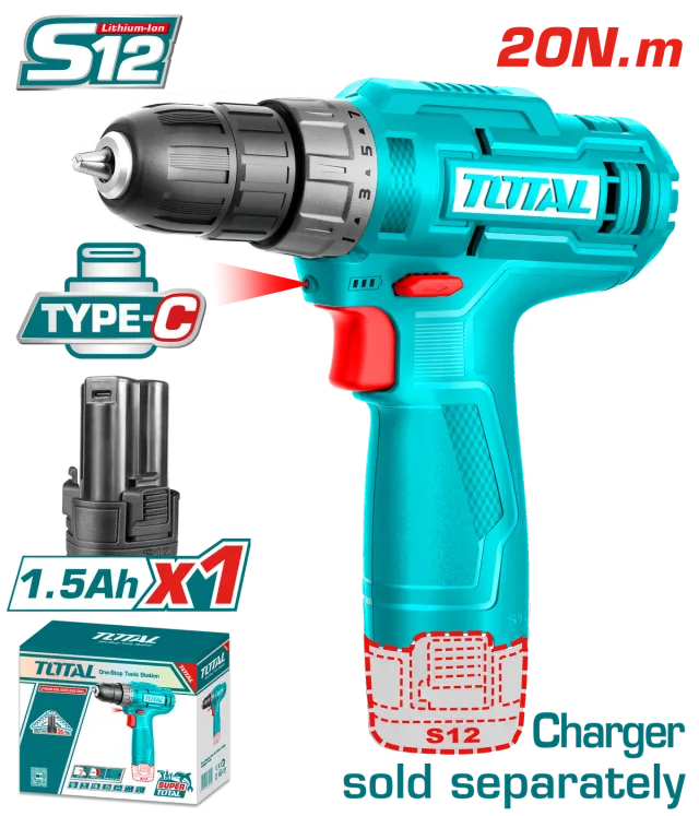 ШТРАФИЛИЦА 20Nm 12V 1×1.5Ah БАТЕРИЈА TOTAL TDLI12428