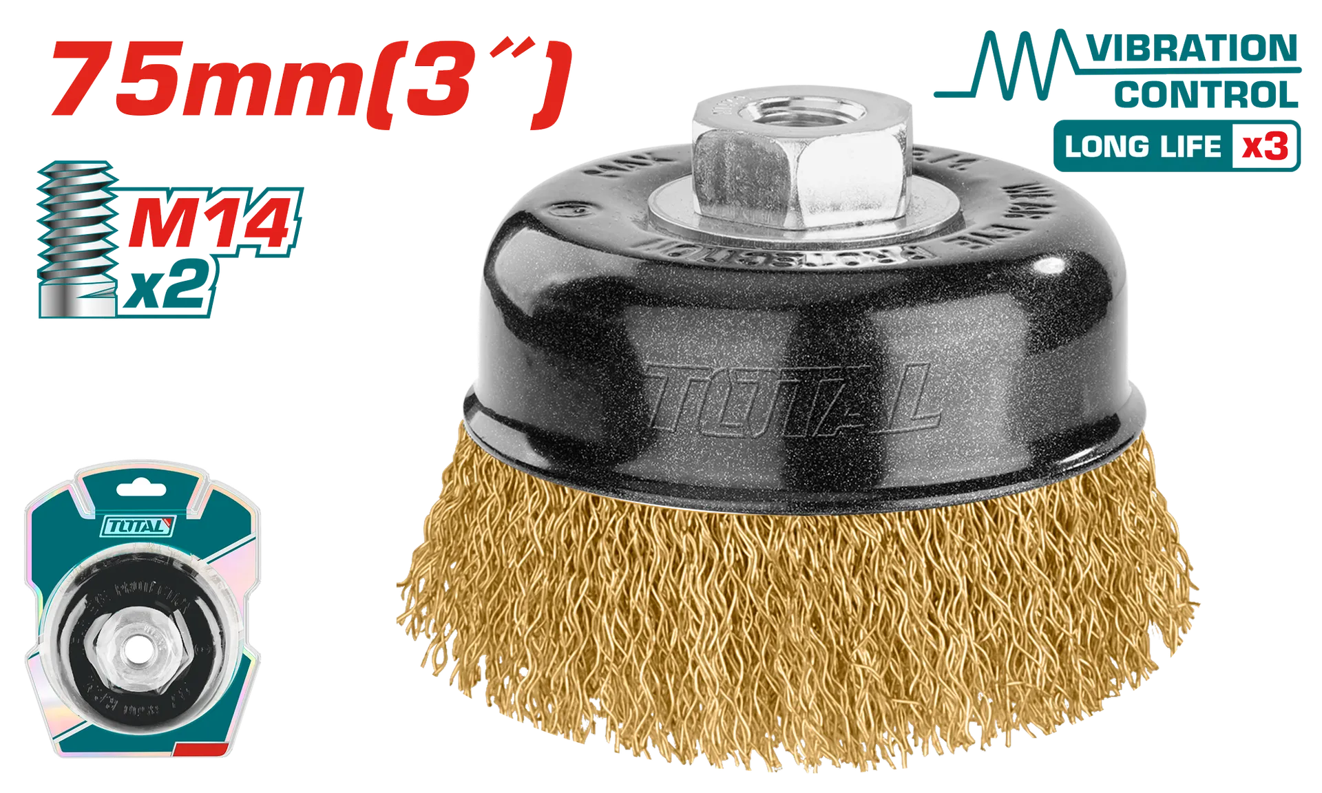 Furça tunxhiri 75mm për bluarëse këndore M14x2 TOTAL TAC31035