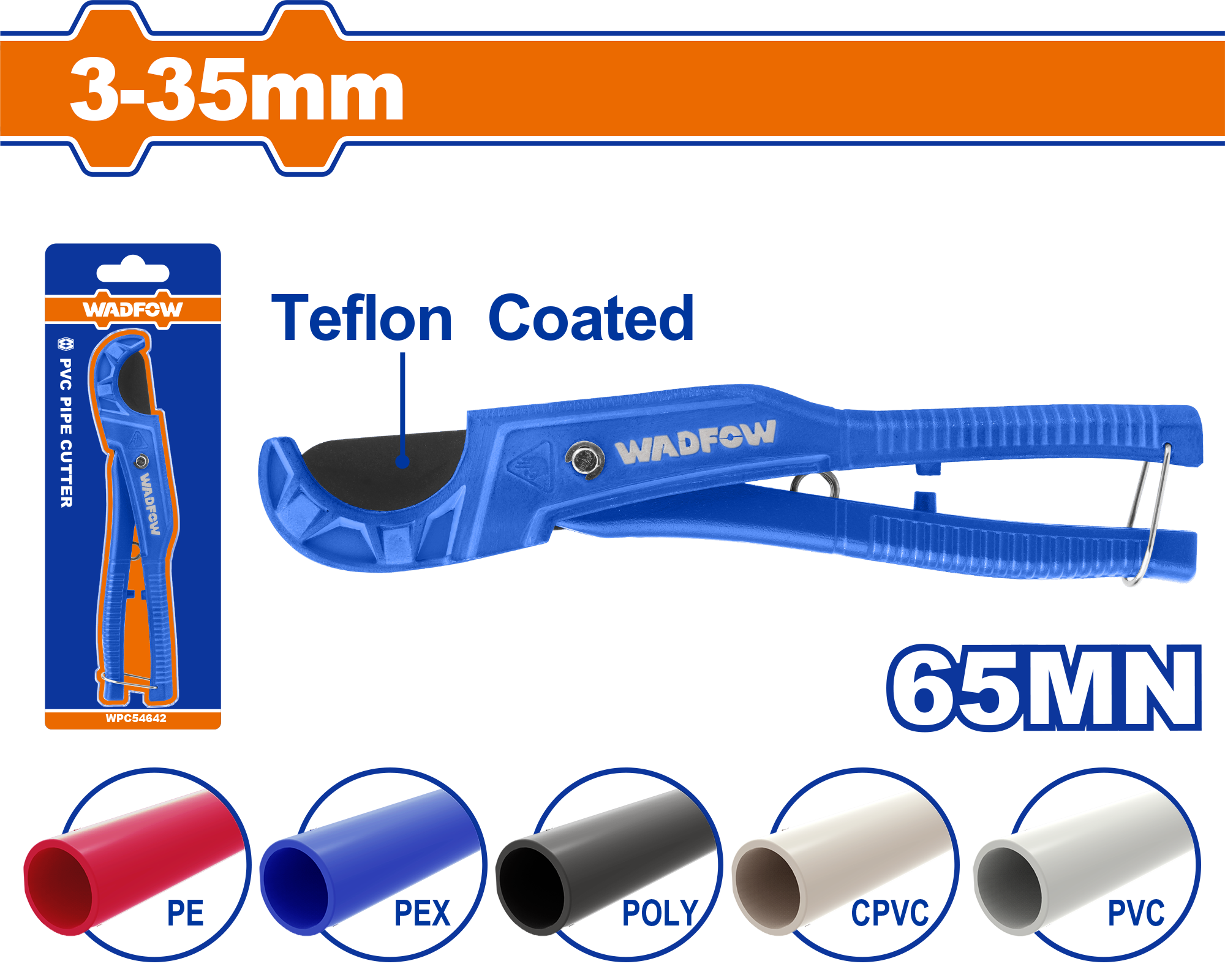 Pinca për prerje për tubat PVC 3-35mm WADFOW WPC54636