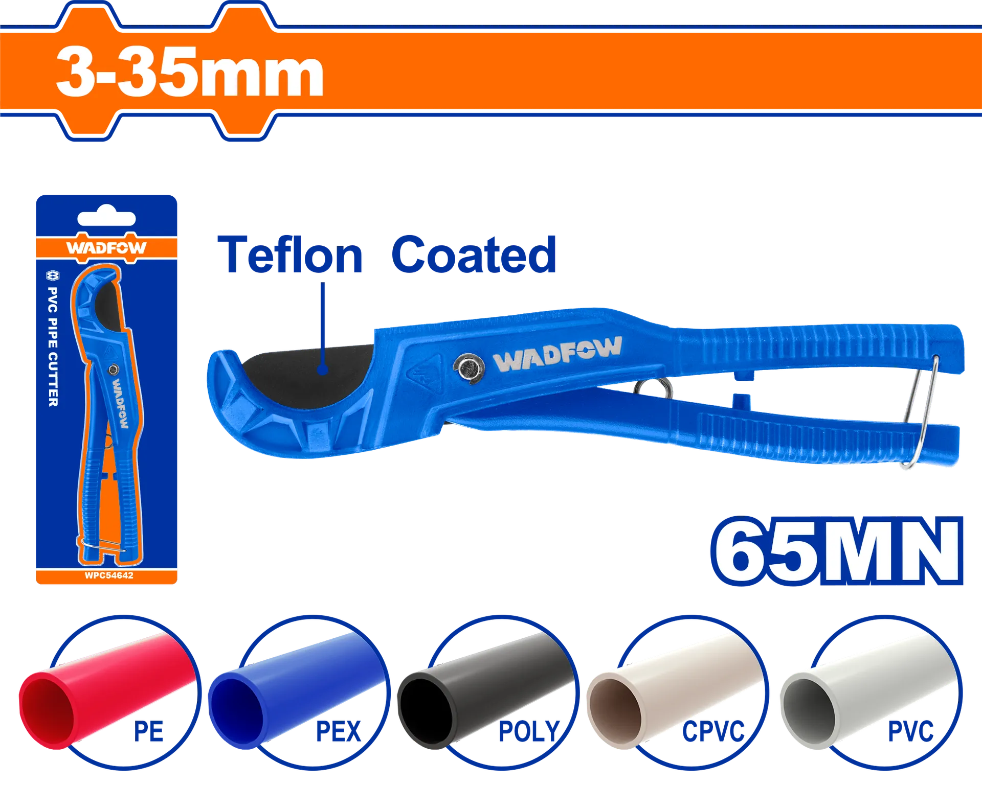 КЛЕШТА ЗА СЕЧЕЊЕ за PVC цевки 3-35mm WADFOW WPC54636