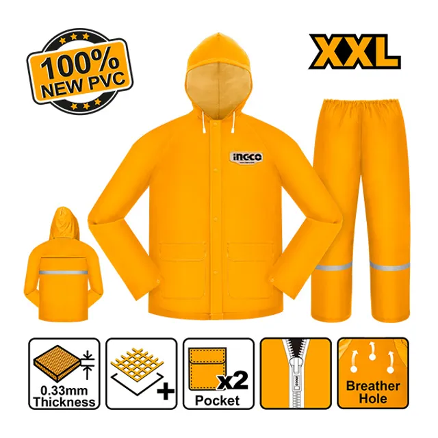 Кабаница со качулка и панталони INGCO HRCTSKT031 големина XXL, PVC 0.33мм