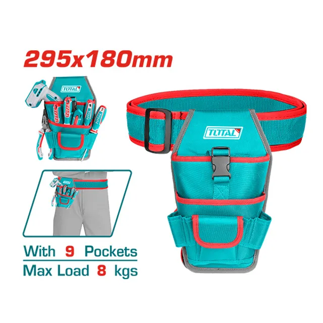 ТОРБА ЗА АЛАТ ЗА ПОЈАС СО КАИШ TOTAL 295×180mm 9 џебови THT16P30625