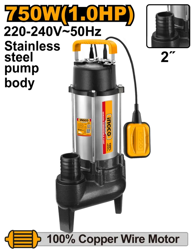 ПОТОПНА ПУМПА ЗА ВОДА 750W 1.00HP 2″ INGCO SPDS75068