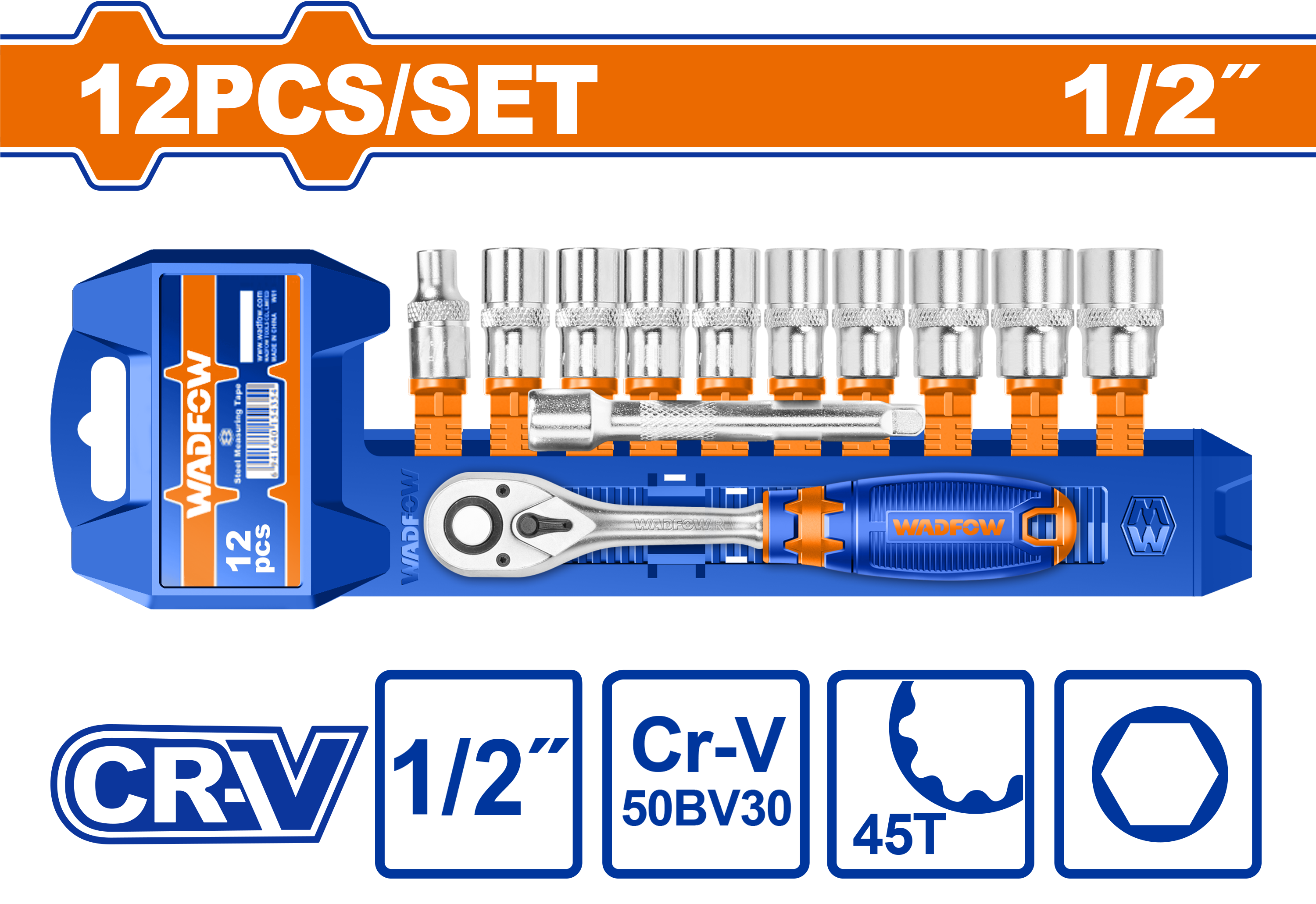 Set okllapa 1/2" me 10 nyje WADFOW WST2212