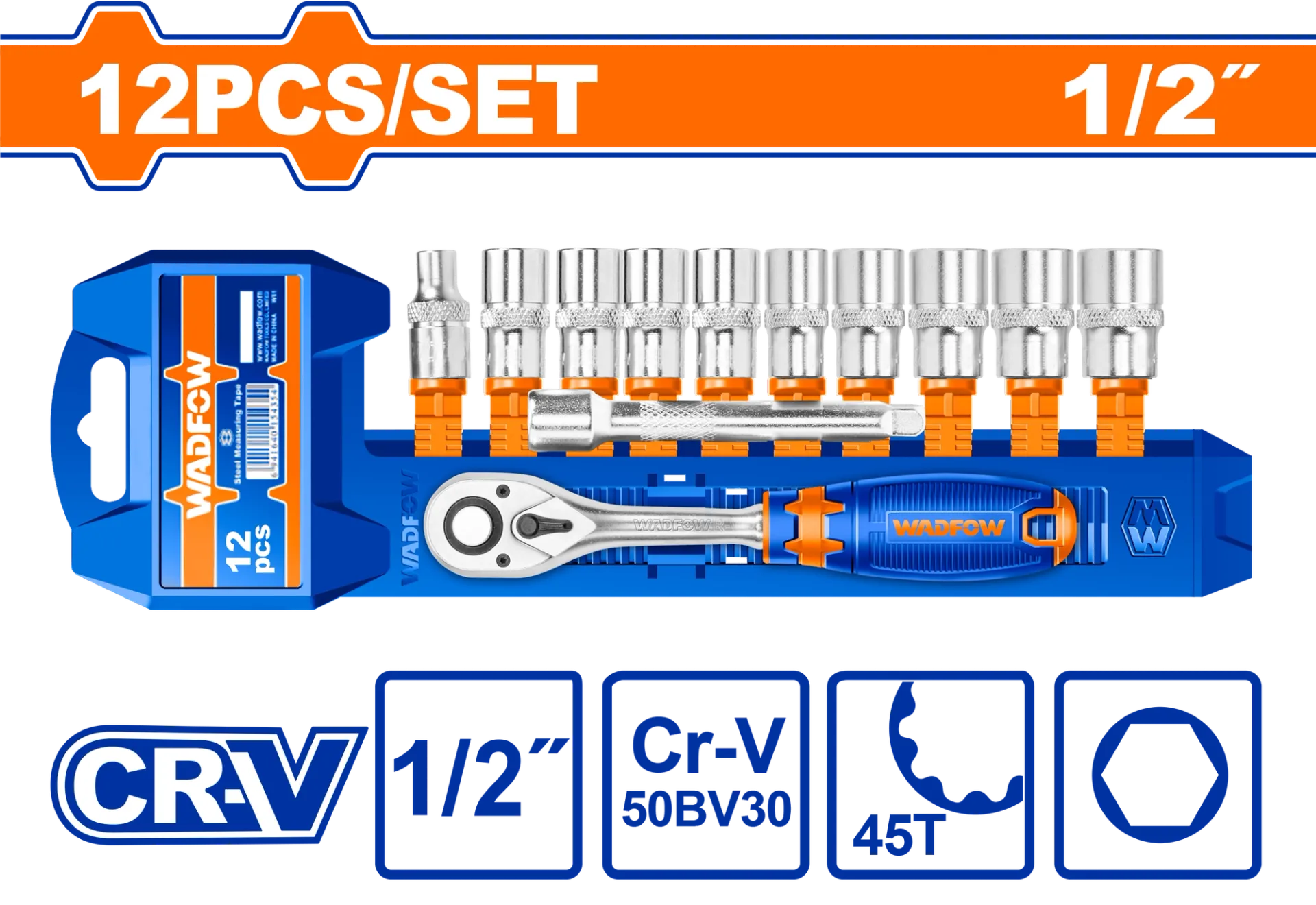 Set okllapa 1/2" me 10 nyje WADFOW WST2212