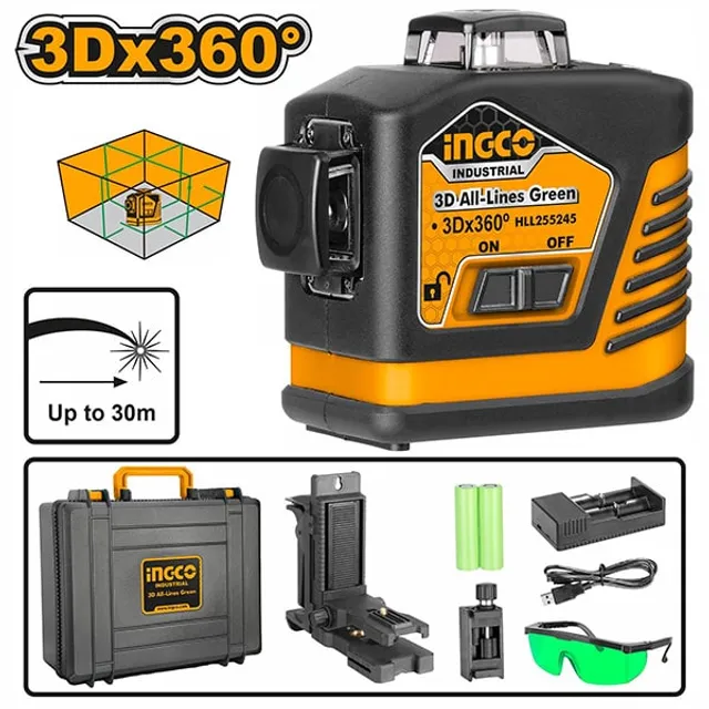 3D ЛАСЕРСКИ ЗЕЛЕН НИВЕЛИР INGCO HLL255267