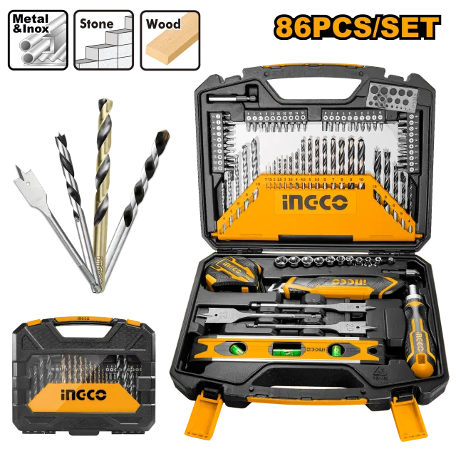 СЕТ INGCO 86/1 БУРГИИ + ШТРАФЦИГЕРИ HKTAC010861