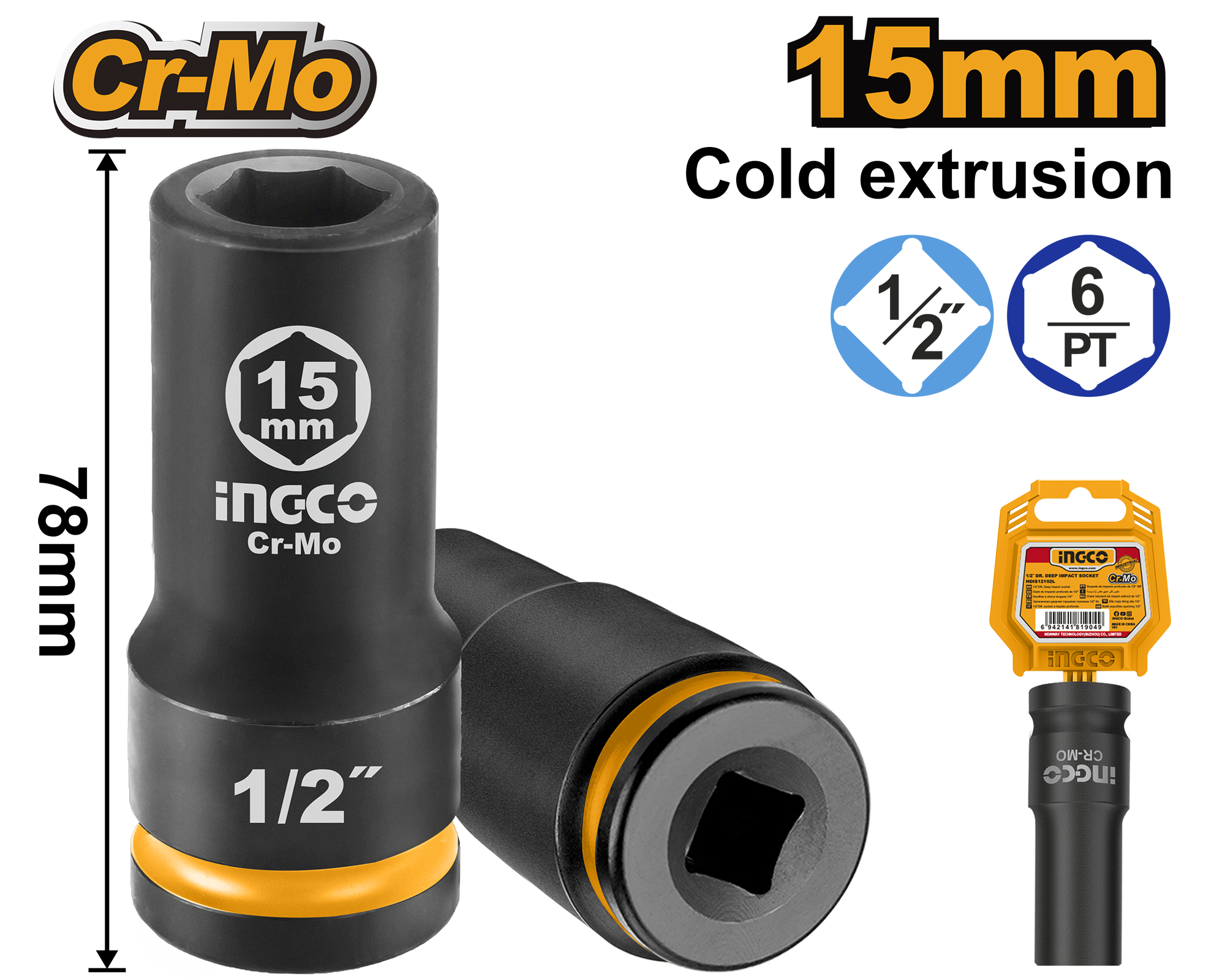 Çelës patent i gjatë 1/2″ 15mm INGCO HDIS12152L