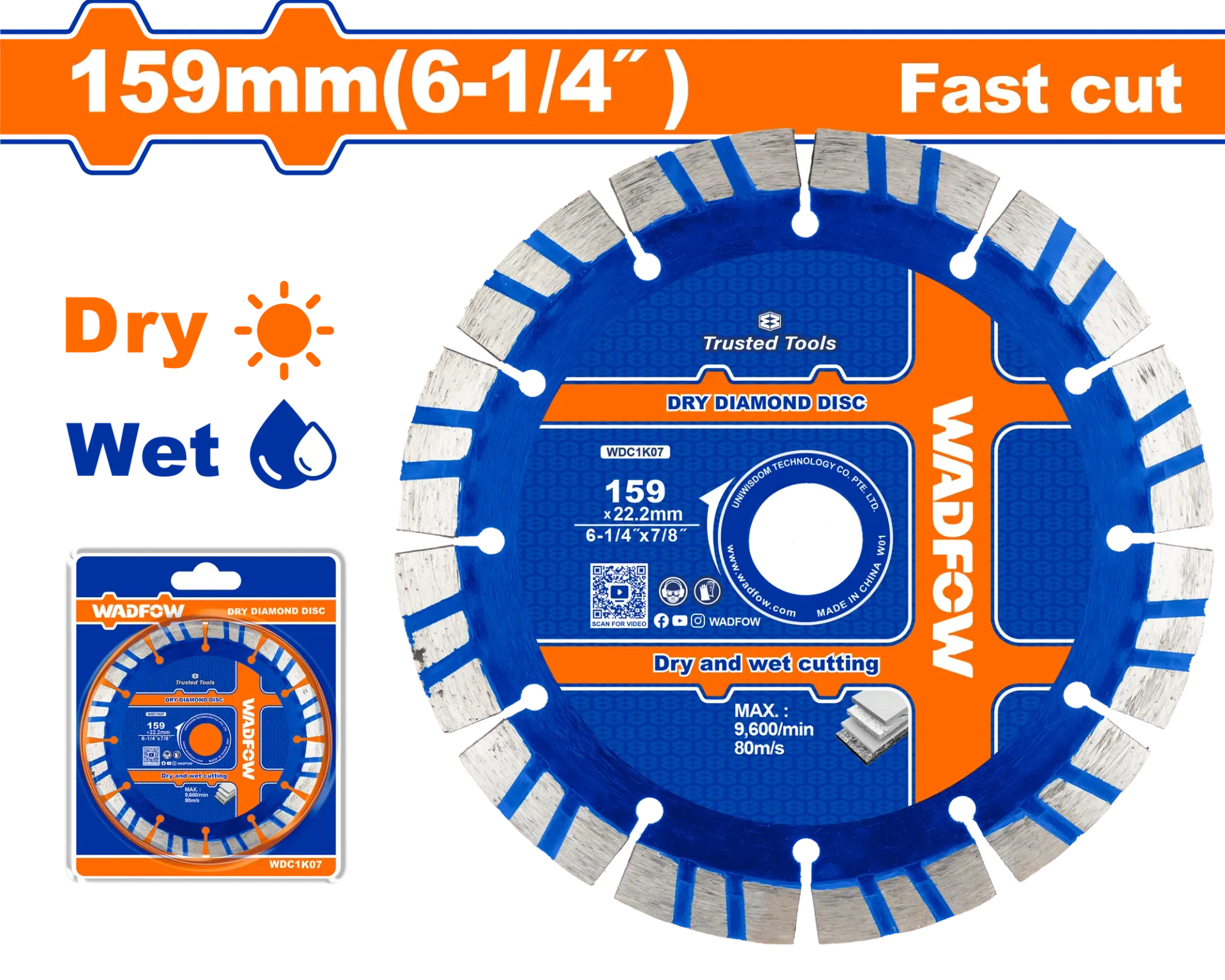 Disk diamant për beton 159×22.2 Fast Cut WADFOW – WDC1K07