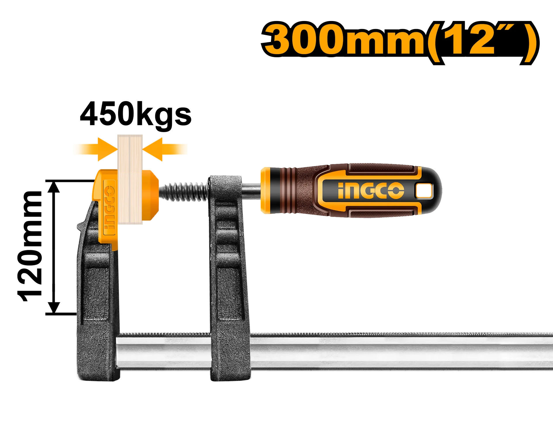 СТОЛАРСКА СТЕГА МЕТАЛНА Тип F 120X300mm INGCO HFC021201