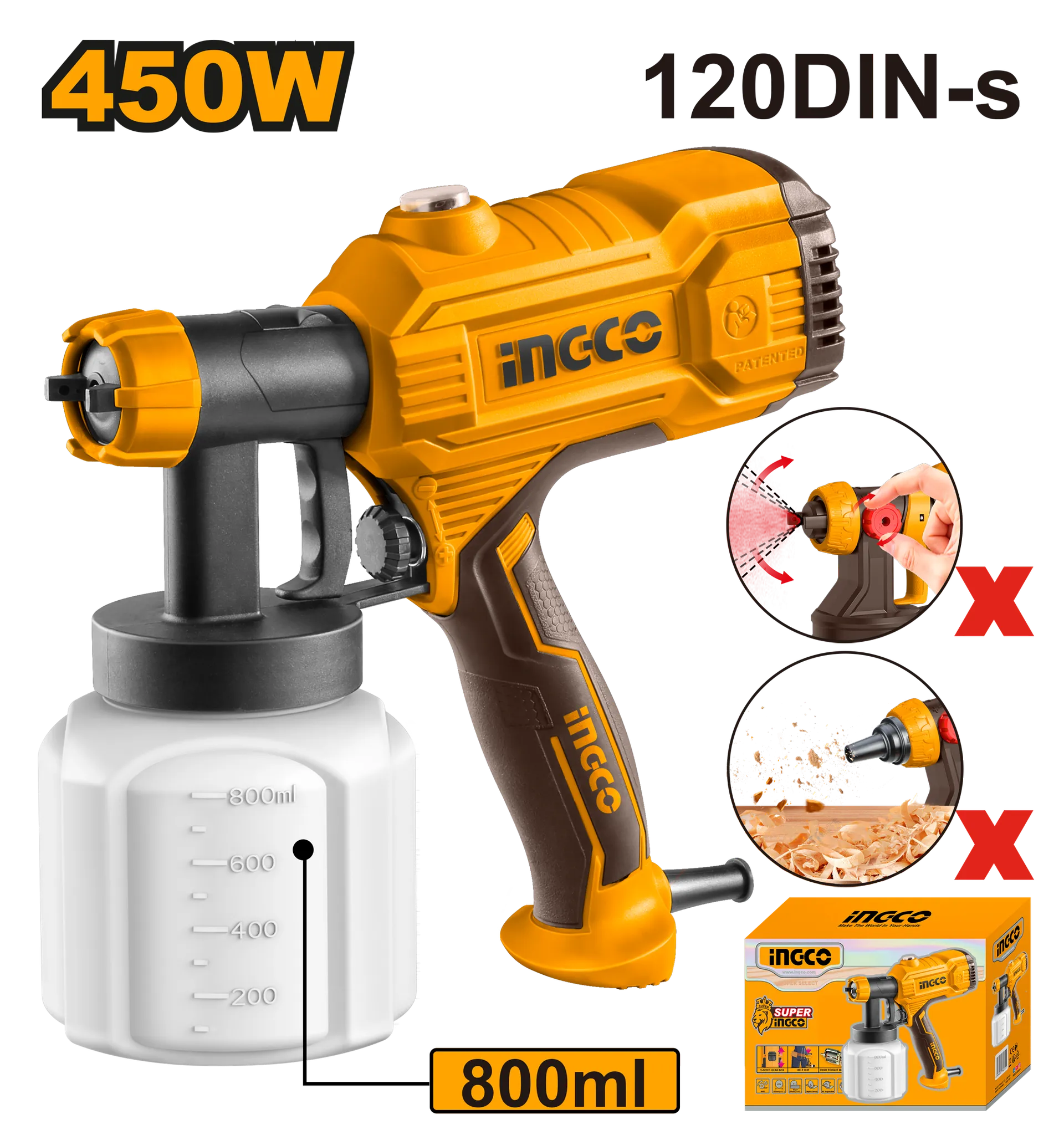 Pistolet elektrik për ngjyrë 450W INGCO SPG3508