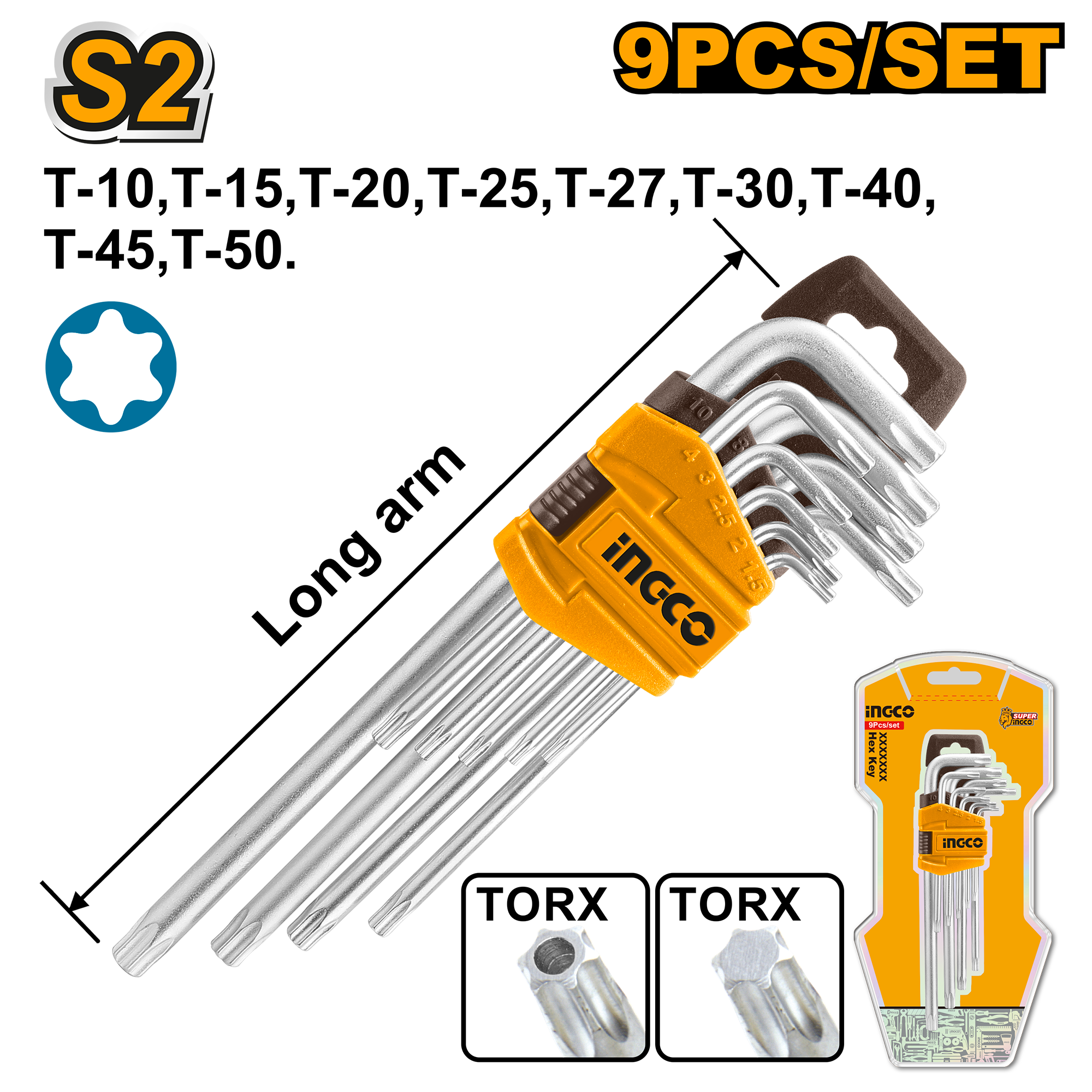 ИНБУС INGCO TORX КРАТКИ 9/1 HHK13091