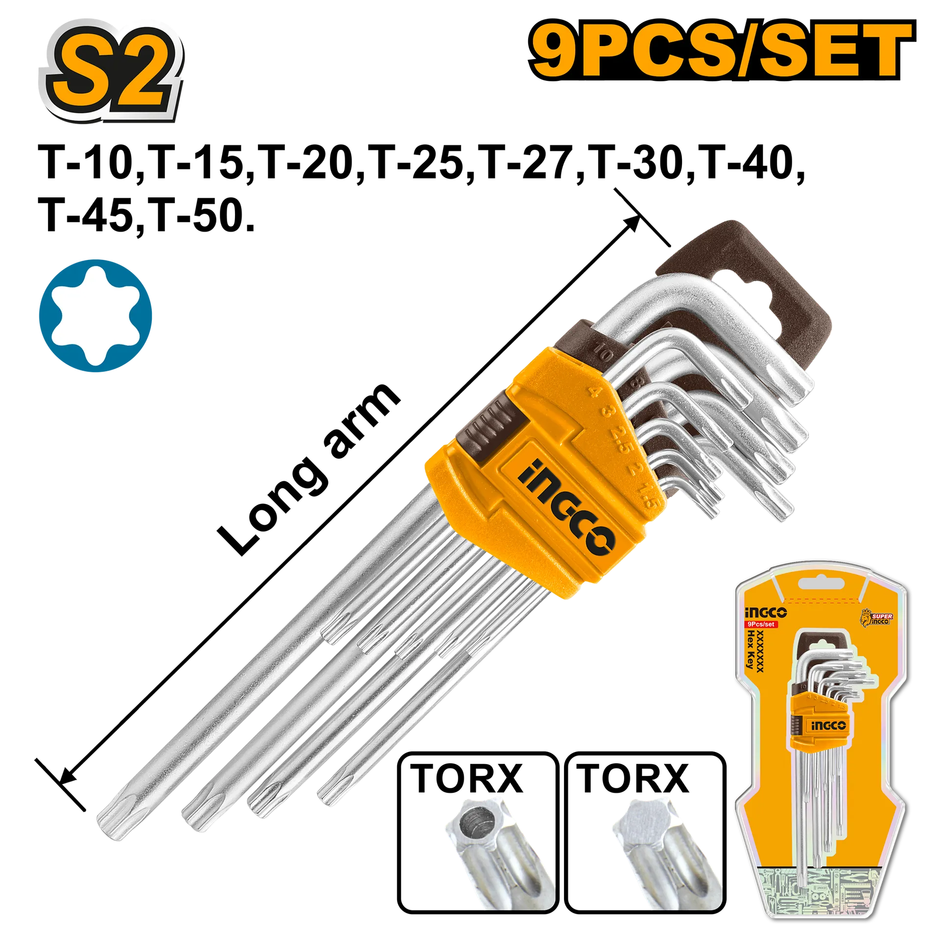 ИНБУС INGCO TORX КРАТКИ 9/1 HHK13091