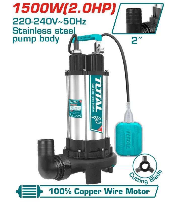 Pompë zhytëse për ujin TOTAL 1500W 2″ TVP7150026