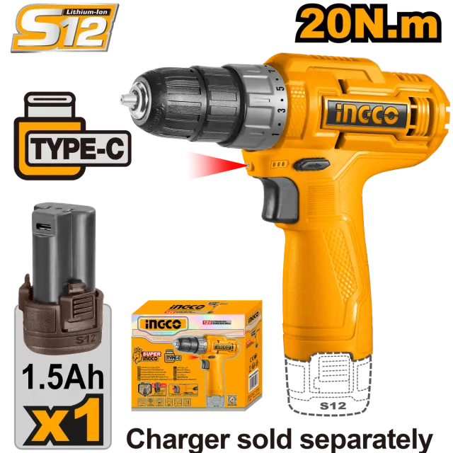 БАТЕРИСКА ШТРАФИЛИЦА 12V 1×1.5Ah БАТЕРИЈА INGCO CDLI12428