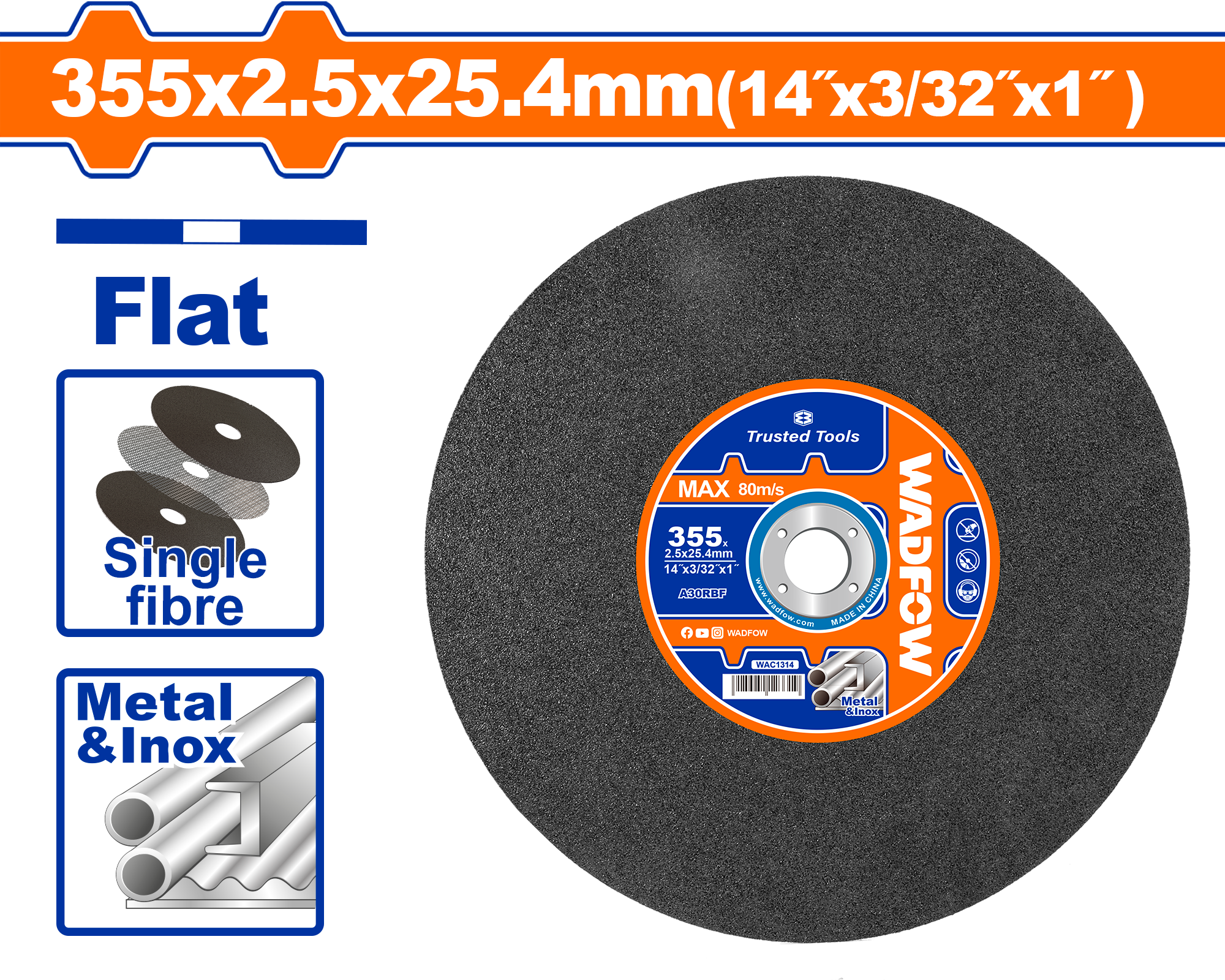 ДИСК ЗА БРУСЕЊЕ 2.5x355mm WADFOW WAC1314