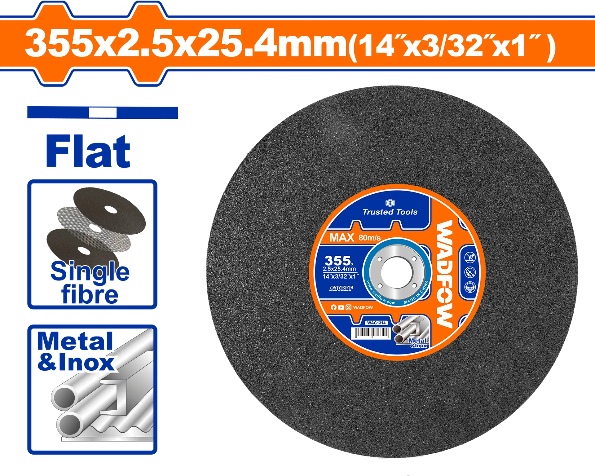 ДИСК ЗА БРУСЕЊЕ 2.5x355mm WADFOW WAC1314